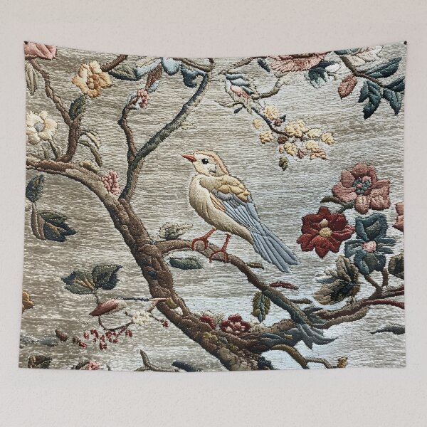 Item preview, Vintage Songbird Blossom Tapestry | Antique Botanical Bird Wall Art designed and sold by GrinGalore.
