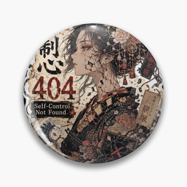Item preview, Self-Control Not Found Japanese Dark Art (自制心404) - Anime Floral Error Design designed and sold by Japan-kanji-ya.