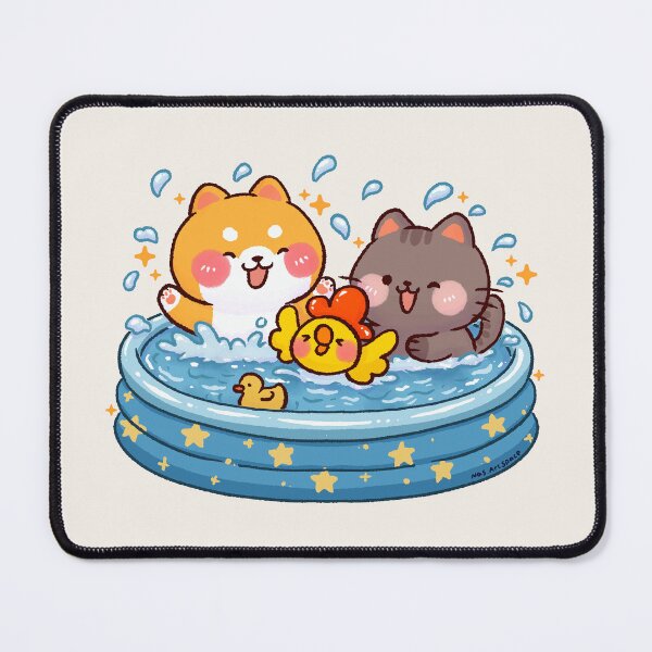 Item preview, Super Cold Paddling Pool Friends – Cute Shiba, Cat, and Chick Summer Illustration designed and sold by NasDoodleArt.