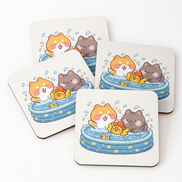 Item preview, Super Cold Paddling Pool Friends – Cute Shiba, Cat, and Chick Summer Illustration designed and sold by NasDoodleArt.