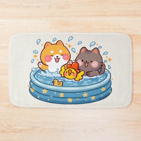 Item preview, Super Cold Paddling Pool Friends – Cute Shiba, Cat, and Chick Summer Illustration designed and sold by NasDoodleArt.