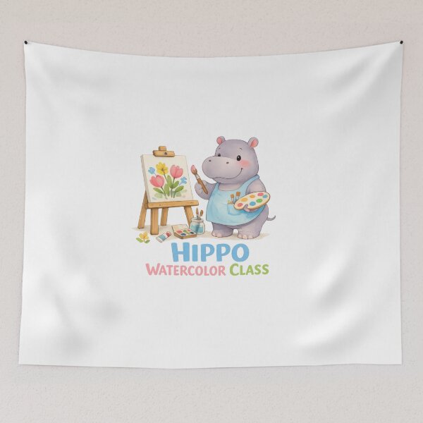 Artikelvorschau, Hippo Watercolor Class Artist Gift entworfen und verkauft von TheRealTaria.