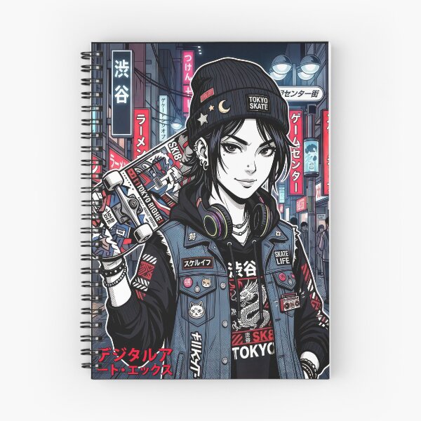 Item preview, Shibuya Skate Style Anime Girl Dark Manga Techwear Vest designed and sold by DigitalArtx-com.