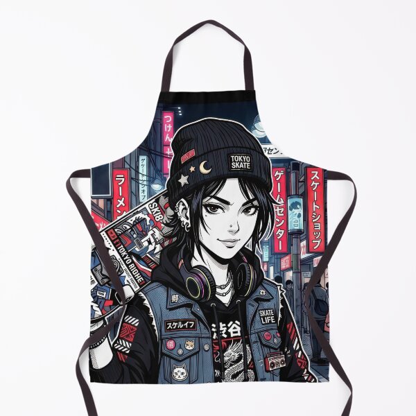 Item preview, Shibuya Skate Style Anime Girl Dark Manga Techwear Vest designed and sold by DigitalArtx-com.