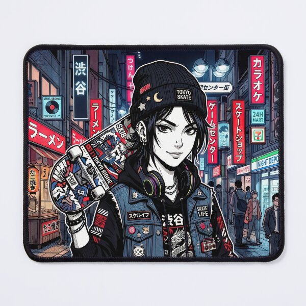 Item preview, Shibuya Skate Style Anime Girl Dark Manga Techwear Vest designed and sold by DigitalArtx-com.