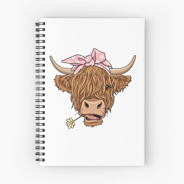 Item preview, Sassy & Shaggy Cute Highland Cow in Pink Daisy Bandana designed and sold by Steele-Art.