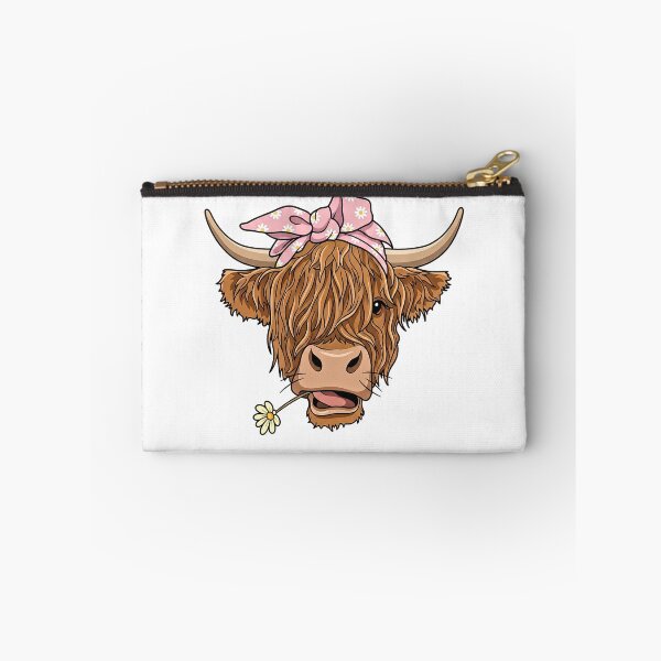 Item preview, Sassy & Shaggy Cute Highland Cow in Pink Daisy Bandana designed and sold by Steele-Art.