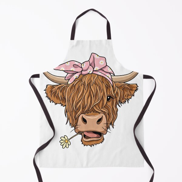 Item preview, Sassy & Shaggy Cute Highland Cow in Pink Daisy Bandana designed and sold by Steele-Art.