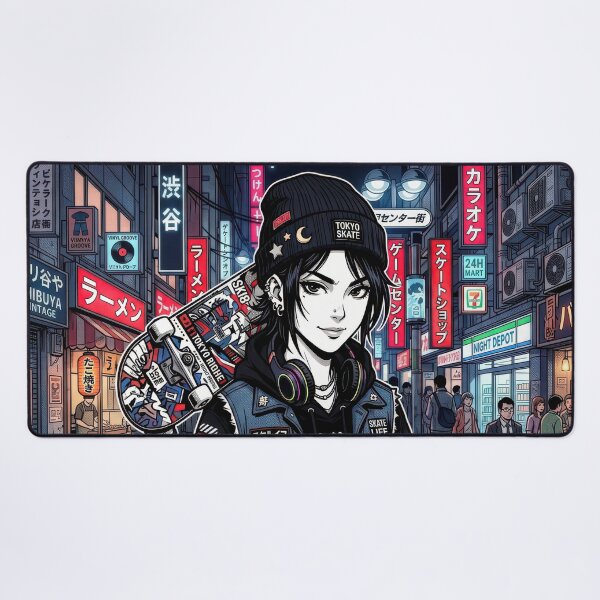 Item preview, Shibuya Skate Style Anime Girl Dark Manga Techwear Vest designed and sold by DigitalArtx-com.