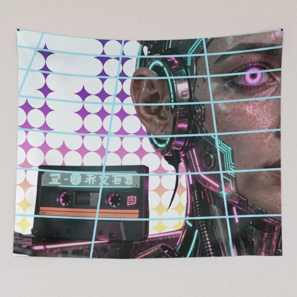 Item preview, Neon Cyberpunk & Cassette Tape Art designed and sold by unboxedbyJuls.