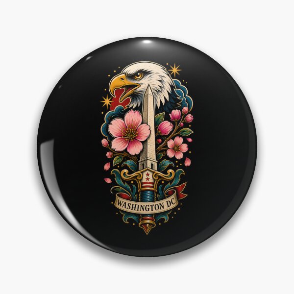 Item preview, Washington DC Eagle & Cherry Blossom Tattoo designed and sold by Fenay Designs.