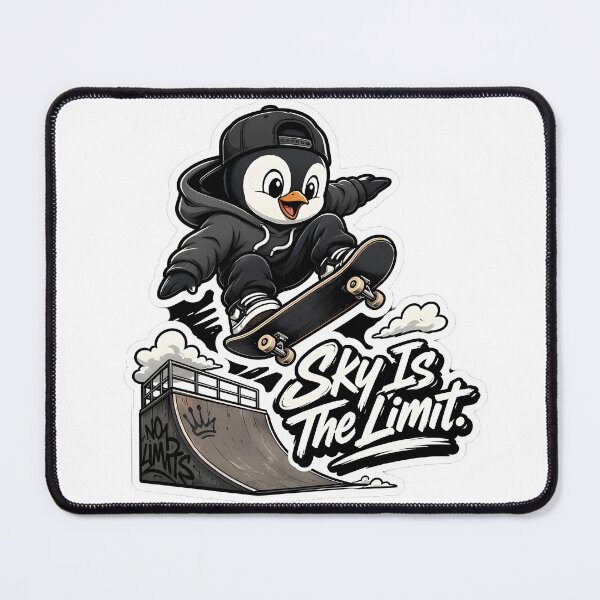 Item preview, Sky Is The Limit Penguin – BMX Jump Streetwear Cartoon Mascot Sticker designed and sold by Aesthicer.