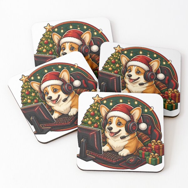 Item preview, Corgi Gamer Christmas Gaming Setup designed and sold by Breed And Build.