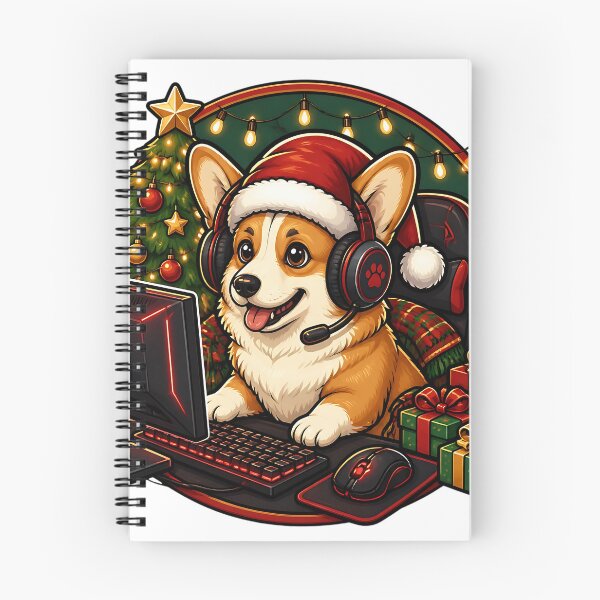 Item preview, Corgi Gamer Christmas Gaming Setup designed and sold by Breed And Build.