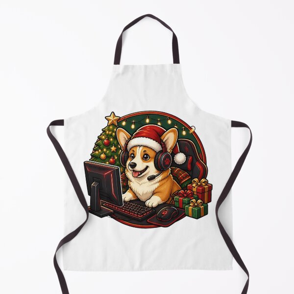 Item preview, Corgi Gamer Christmas Gaming Setup designed and sold by Breed And Build.