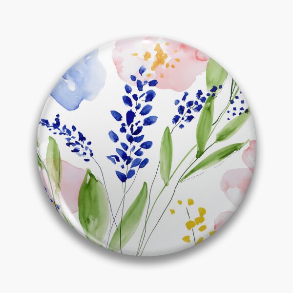 Item preview, Coral & Blue Watercolor Floral Pattern designed and sold by Ramona-Gliga.