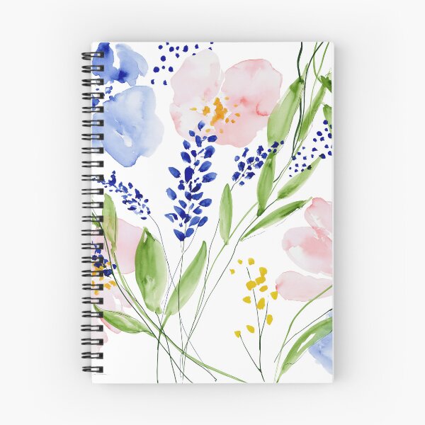 Item preview, Coral & Blue Watercolor Floral Pattern designed and sold by Ramona-Gliga.