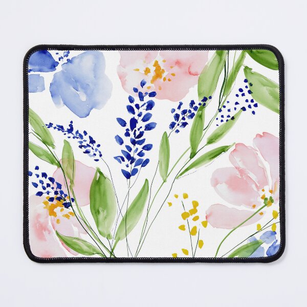 Item preview, Coral & Blue Watercolor Floral Pattern designed and sold by Ramona-Gliga.