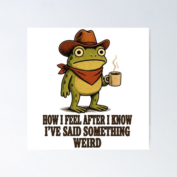 Item preview, Weird Cowboy Frog Drinking Coffee Meme Design designed and sold by Nano-Threads.