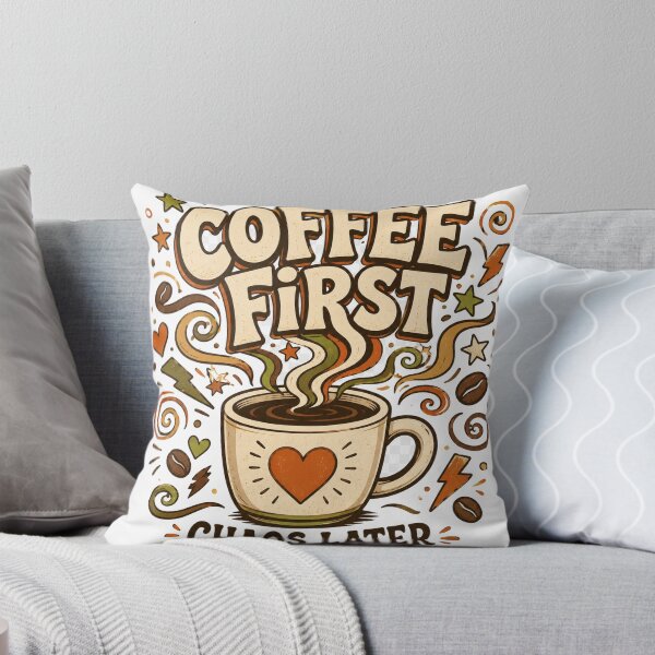Item preview, Coffee First Chaos Later – Funny Retro Coffee Lover Doodle designed and sold by From Cyryl with Love.