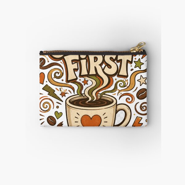 Item preview, Coffee First Chaos Later – Funny Retro Coffee Lover Doodle designed and sold by From Cyryl with Love.