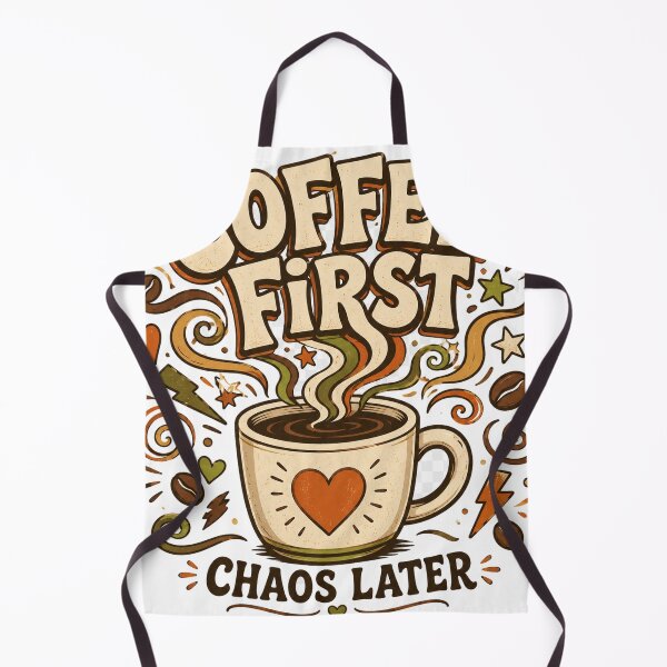 Item preview, Coffee First Chaos Later – Funny Retro Coffee Lover Doodle designed and sold by From Cyryl with Love.