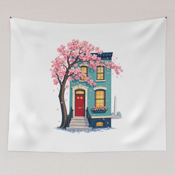 Item preview, Washington DC Row House – Cherry Blossom Welcome designed and sold by Fenay Designs.