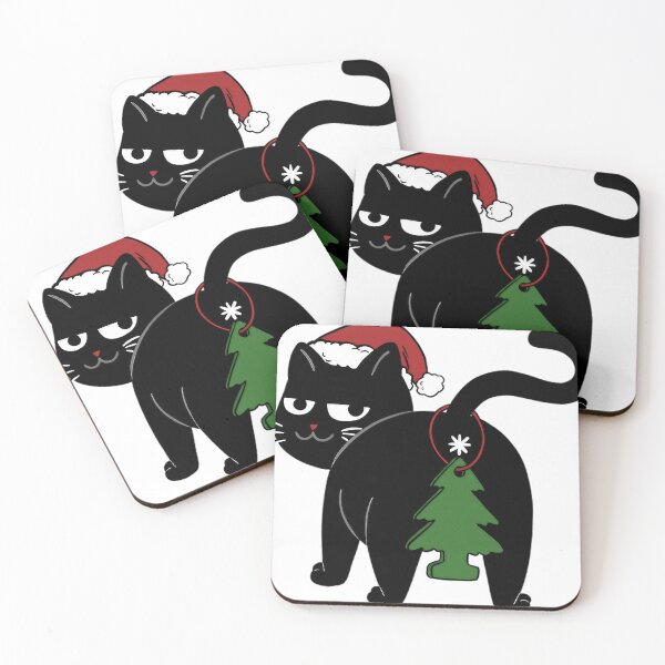 Item preview, Black Cat With Santa Hat And Tail Ornament designed and sold by Fernawn-Wayles.
