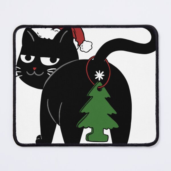 Item preview, Black Cat With Santa Hat And Tail Ornament designed and sold by Fernawn-Wayles.
