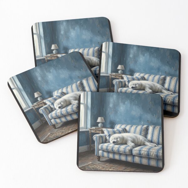 Item preview, Seal Sleeping on a Striped Couch designed and sold by Safwat-Aziz.
