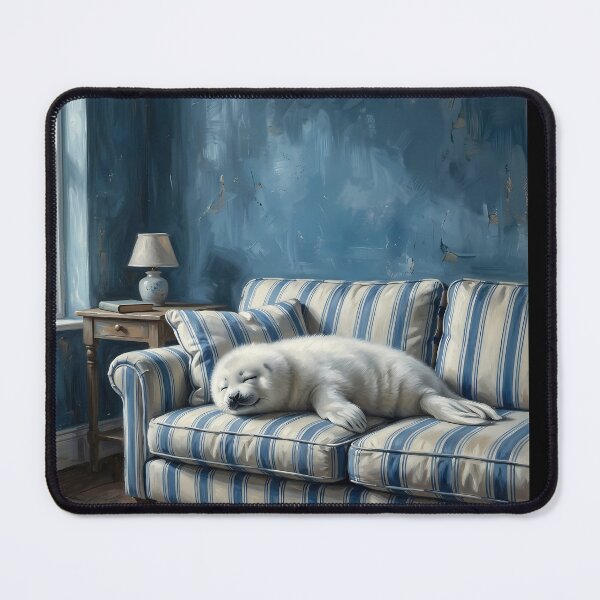 Item preview, Seal Sleeping on a Striped Couch designed and sold by Safwat-Aziz1.