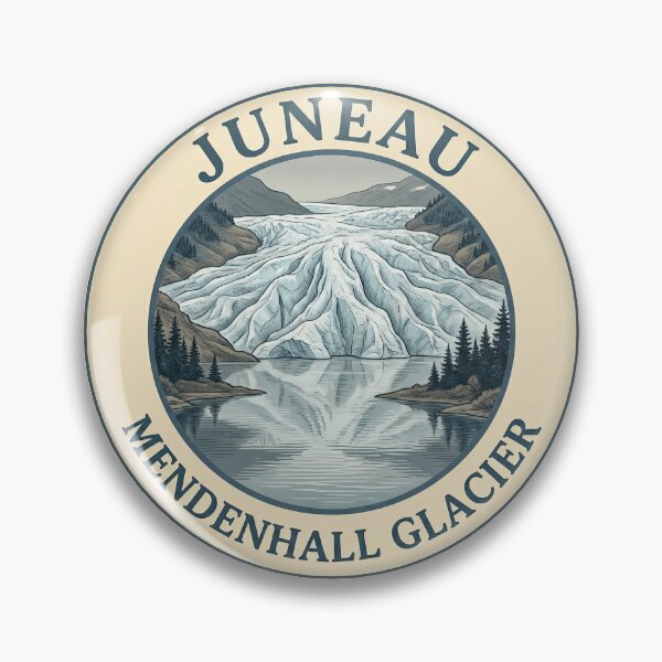 Item preview, Juneau Alaska Mendenhall Glacier Vintage Nature Badge designed and sold by CKaracaCrafted.