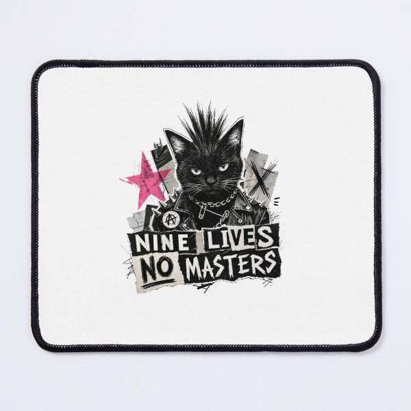 Item preview, Punk Cat Nine Lives No Masters Mohawk Anarchy designed and sold by AntiqueImages.