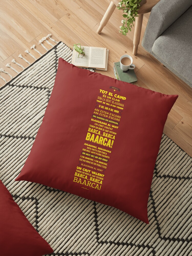 Fc Barcelona Football Chant Lyrics Floor Pillow By Kierancdesign Redbubble