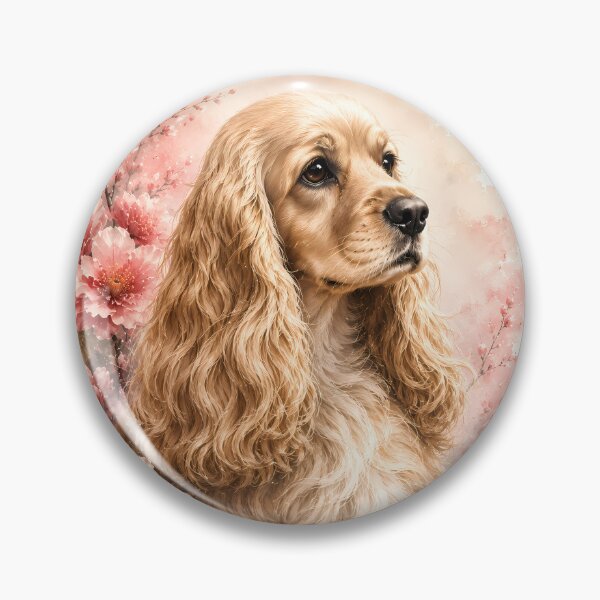 Item preview, American Cocker Spaniel with Cherry Blossoms | Elegant Floral Dog Portrait | Soft Watercolor Art designed and sold by ManJiangHong.