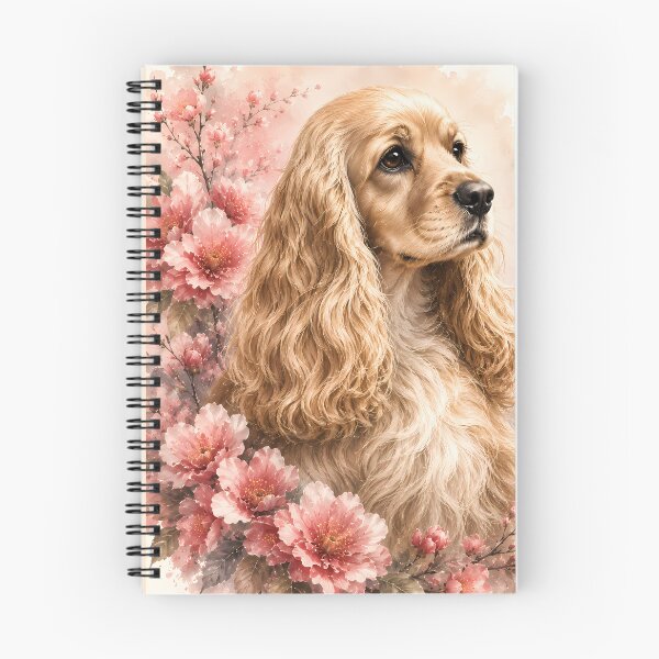 Item preview, American Cocker Spaniel with Cherry Blossoms | Elegant Floral Dog Portrait | Soft Watercolor Art designed and sold by ManJiangHong.
