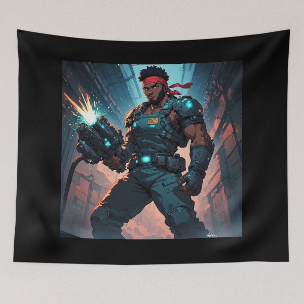 Item preview, Cyberpunk Soldier Action Hero Art designed and sold by JMAVILA ART.