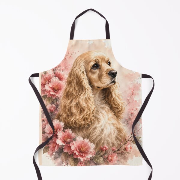 Item preview, American Cocker Spaniel with Cherry Blossoms | Elegant Floral Dog Portrait | Soft Watercolor Art designed and sold by ManJiangHong.