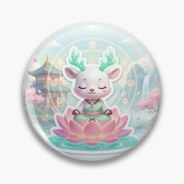 Item preview, Cute Chibi White Fawn Deer Meditating on Pink Lotus Oriental Buddha Cultivation Sticker designed and sold by uegi.