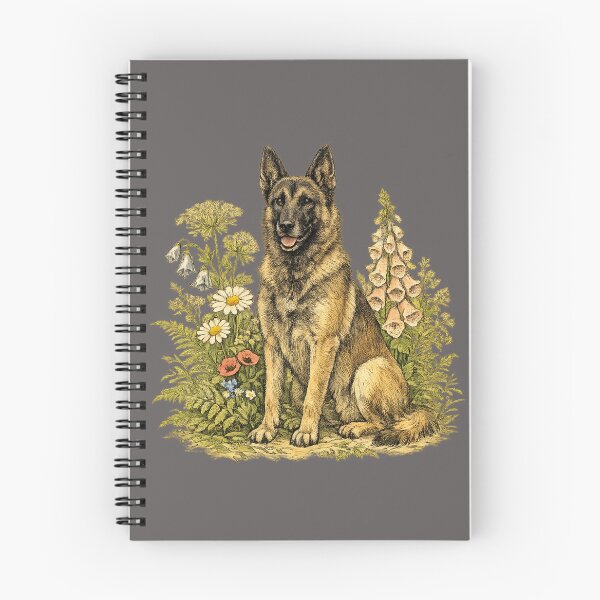 Item preview, Belgian Malinois in Wildflowers – Vintage Botanical Illustration designed and sold by Golden Era Studio.