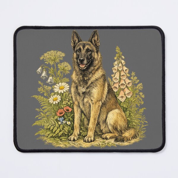 Item preview, Belgian Malinois in Wildflowers – Vintage Botanical Illustration designed and sold by Golden Era Studio.