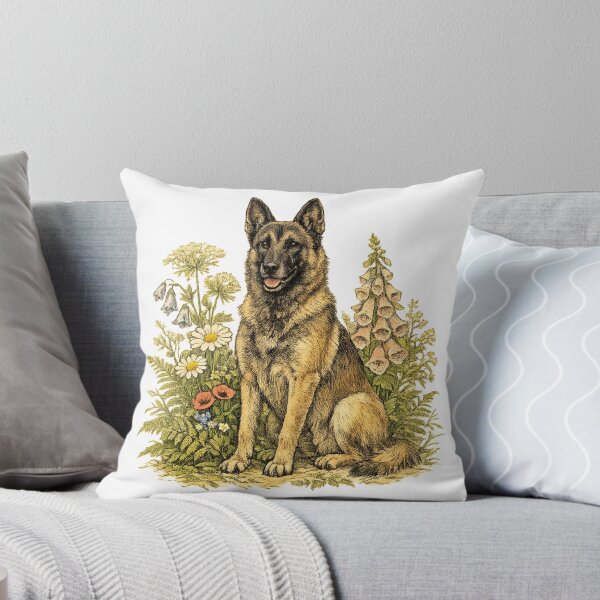 Item preview, Belgian Malinois in Wildflowers – Vintage Botanical Illustration designed and sold by Golden Era Studio.