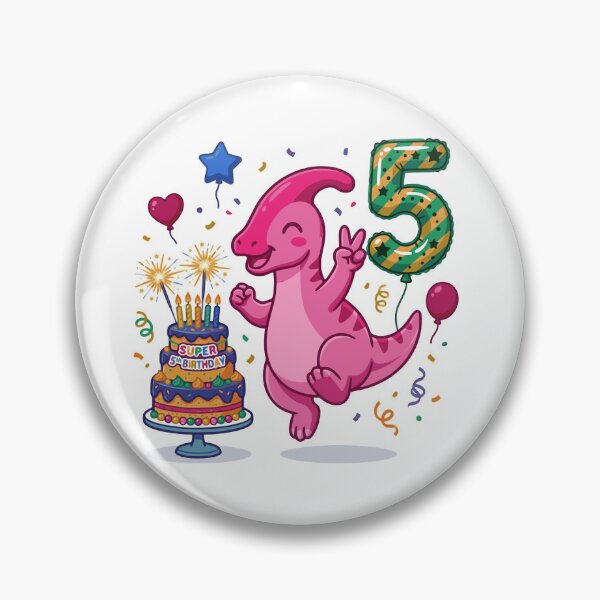 Item preview, 5th pink Parasaur birthday dino lover jumping designed and sold by Tronstell.