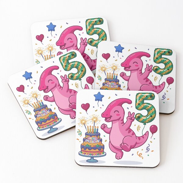 Item preview, 5th pink Parasaur birthday dino lover jumping designed and sold by Tronstell.