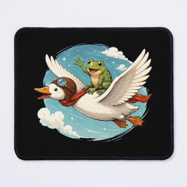 Item preview, funny Frog Riding a Goose Cute Cottagecore Aesthetic Art designed and sold by DrawHandArt.