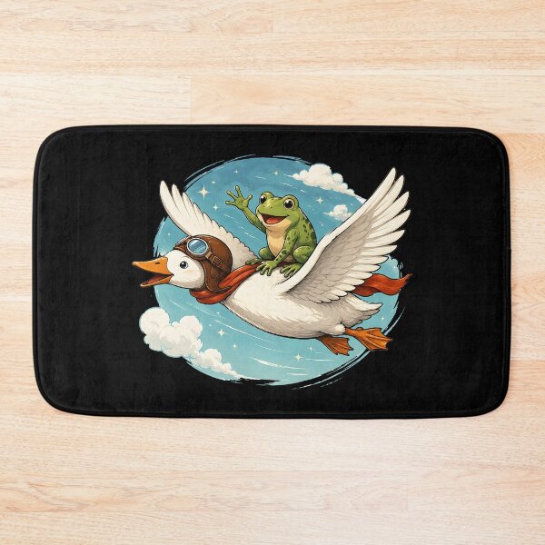 Item preview, funny Frog Riding a Goose Cute Cottagecore Aesthetic Art designed and sold by DrawHandArt.
