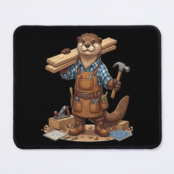 Item preview, Carpenter Otter Woodworking Craft Illustration designed and sold by DailySparks.