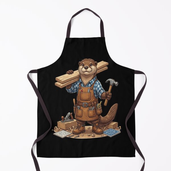 Item preview, Carpenter Otter Woodworking Craft Illustration designed and sold by DailySparks.