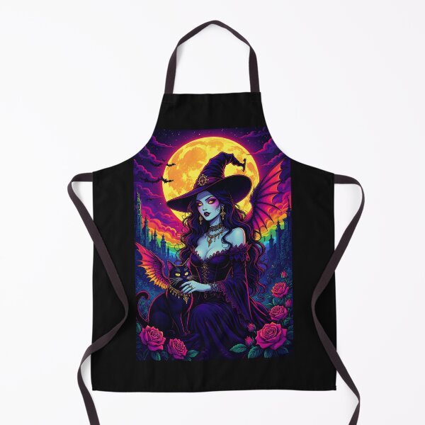 Item preview, Rainbow Moon Witch Lilith with Black Cat – Gothic Fantasy Moon Magic Art designed and sold by Liliths-Closet.