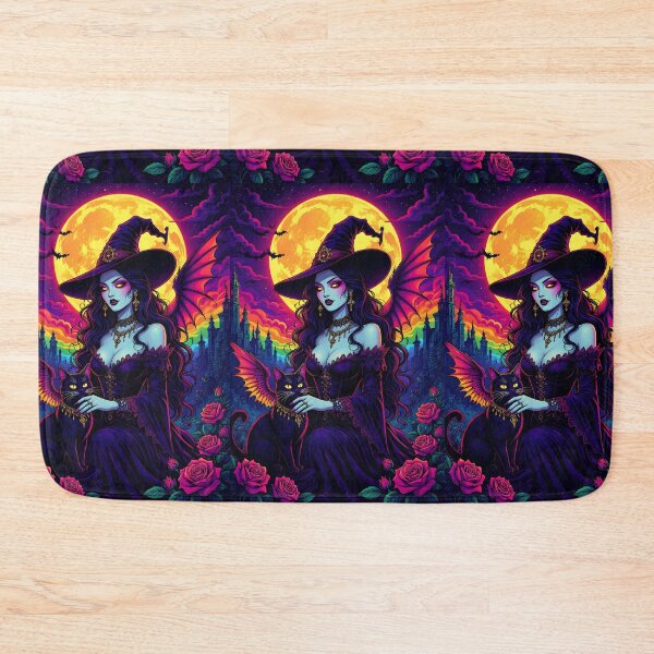 Item preview, Rainbow Moon Witch Lilith with Black Cat – Gothic Fantasy Moon Magic Art designed and sold by Liliths-Closet.
